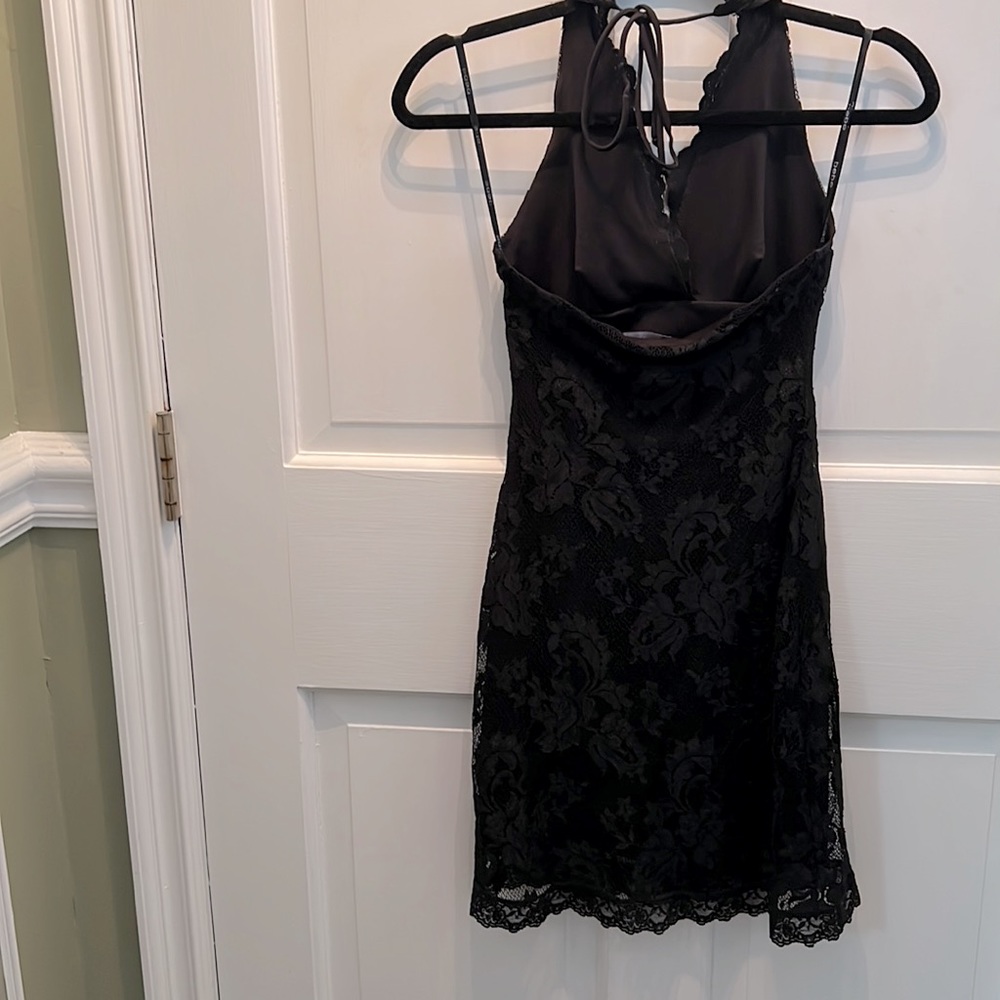 SALE! Bebe Black Lace Halter Dress - Picture 4 of 6